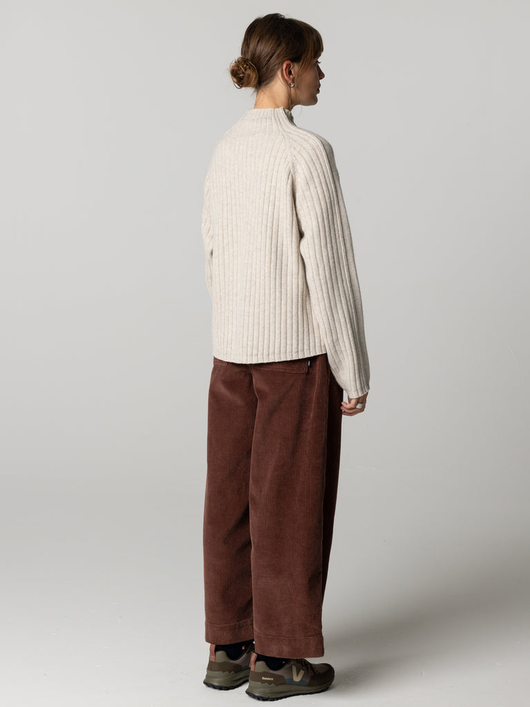 Women's Breakwater High Neck Ribbed Jumper - Oatmeal