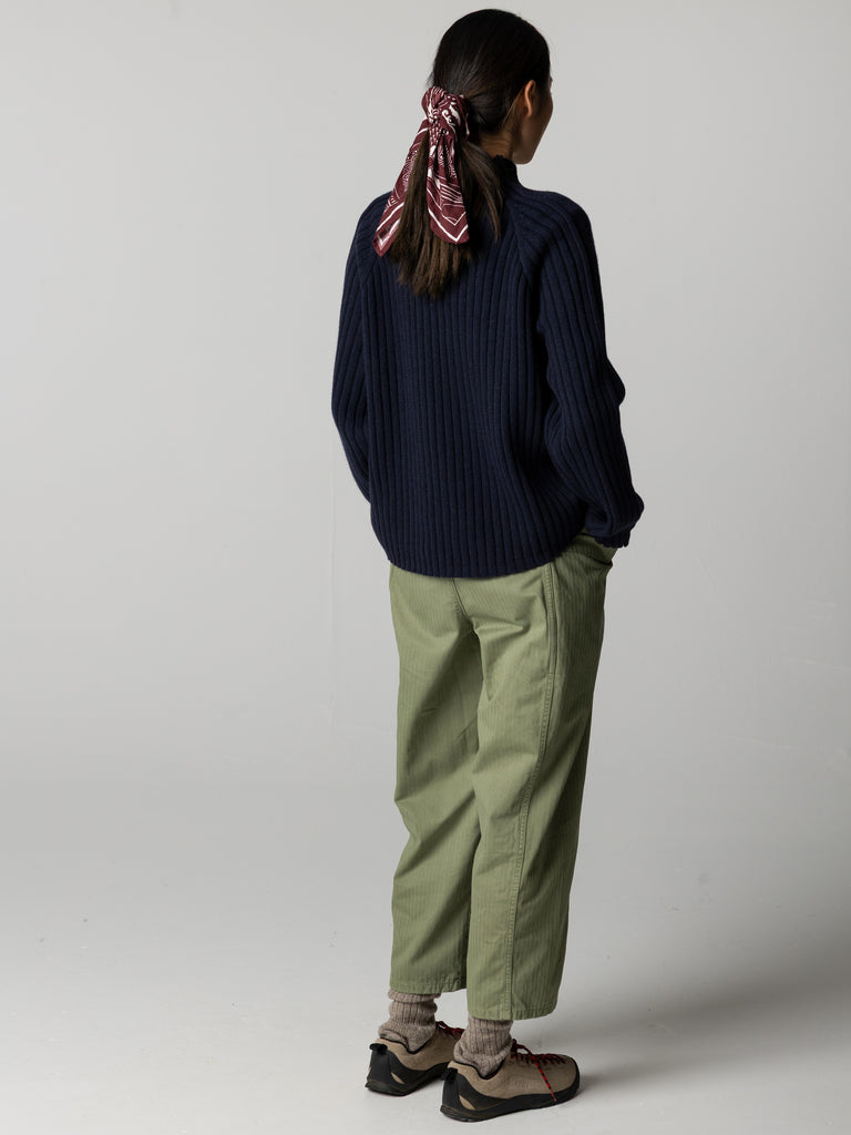 Women's Breakwater High Neck Ribbed Jumper - Navy