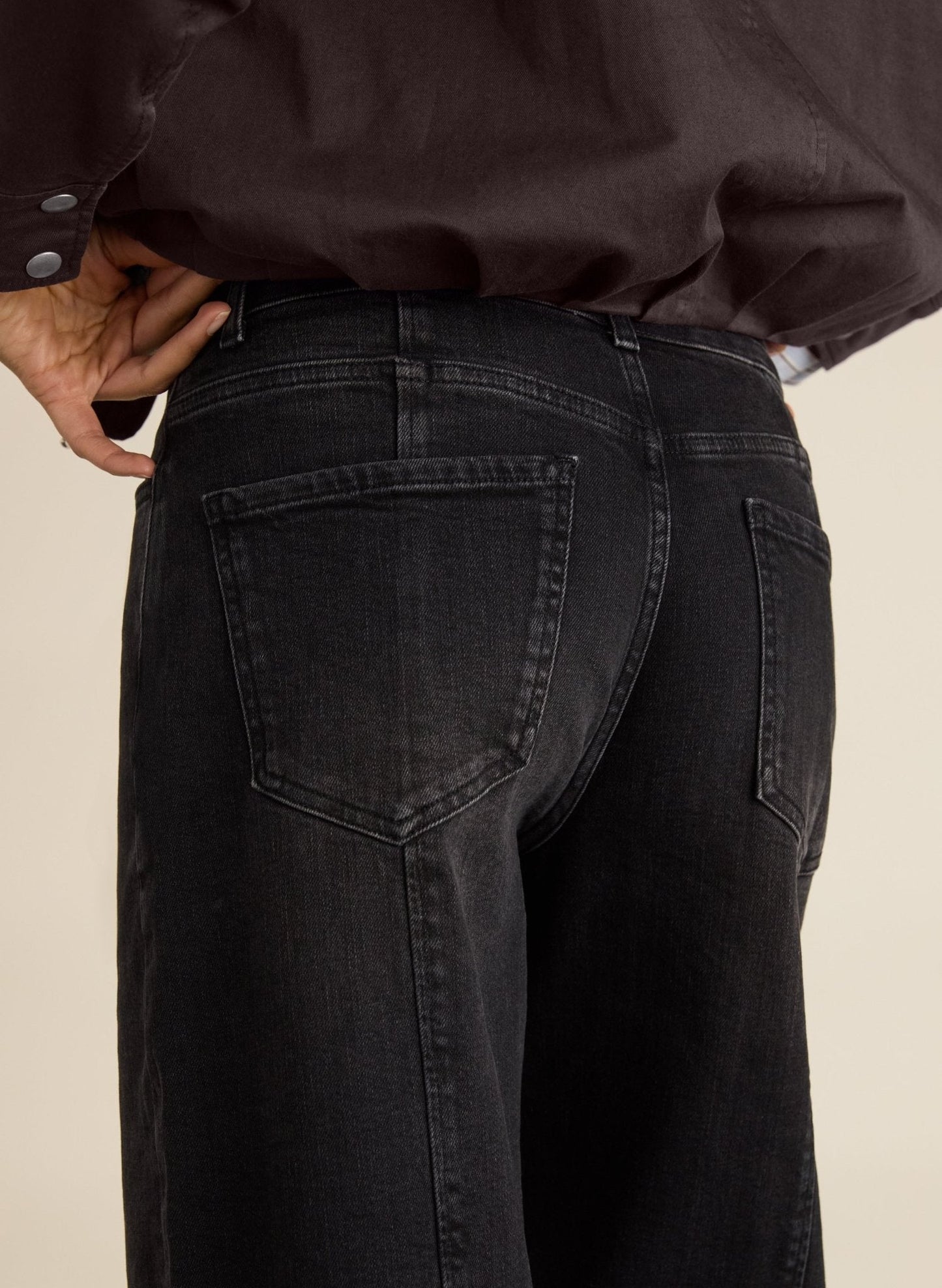 Wyatt Organic Cotton Stretch Denim Barrel Jeans - Washed Black