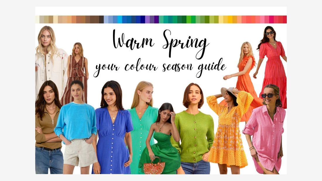 Warm Spring colour palette with outfits in corresponding warm, bright colours.