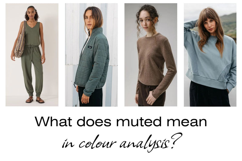Four muted outfits with the caption, "What does muted mean in colour analysis?"
