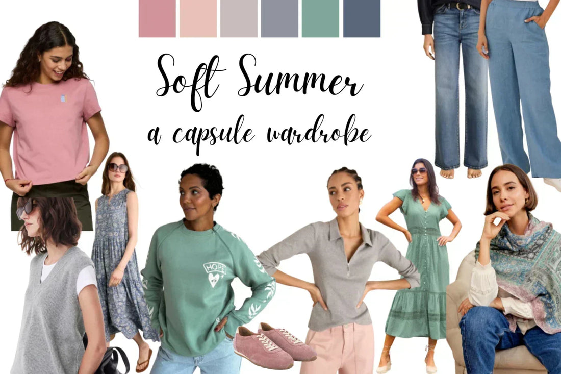 Soft Summer capsule wardrobe collage