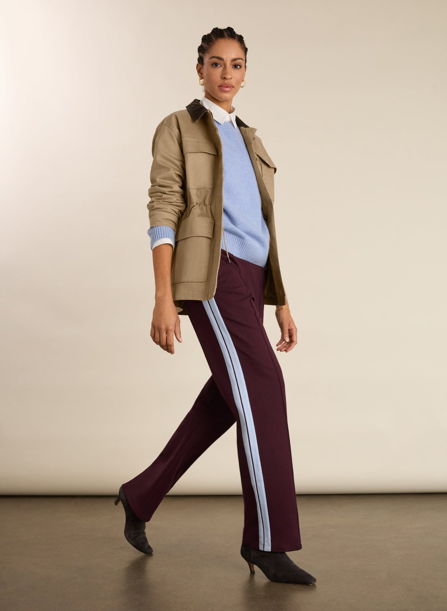 Tippi 2.0 Side Stripe Trousers / Plum & Ice Blue