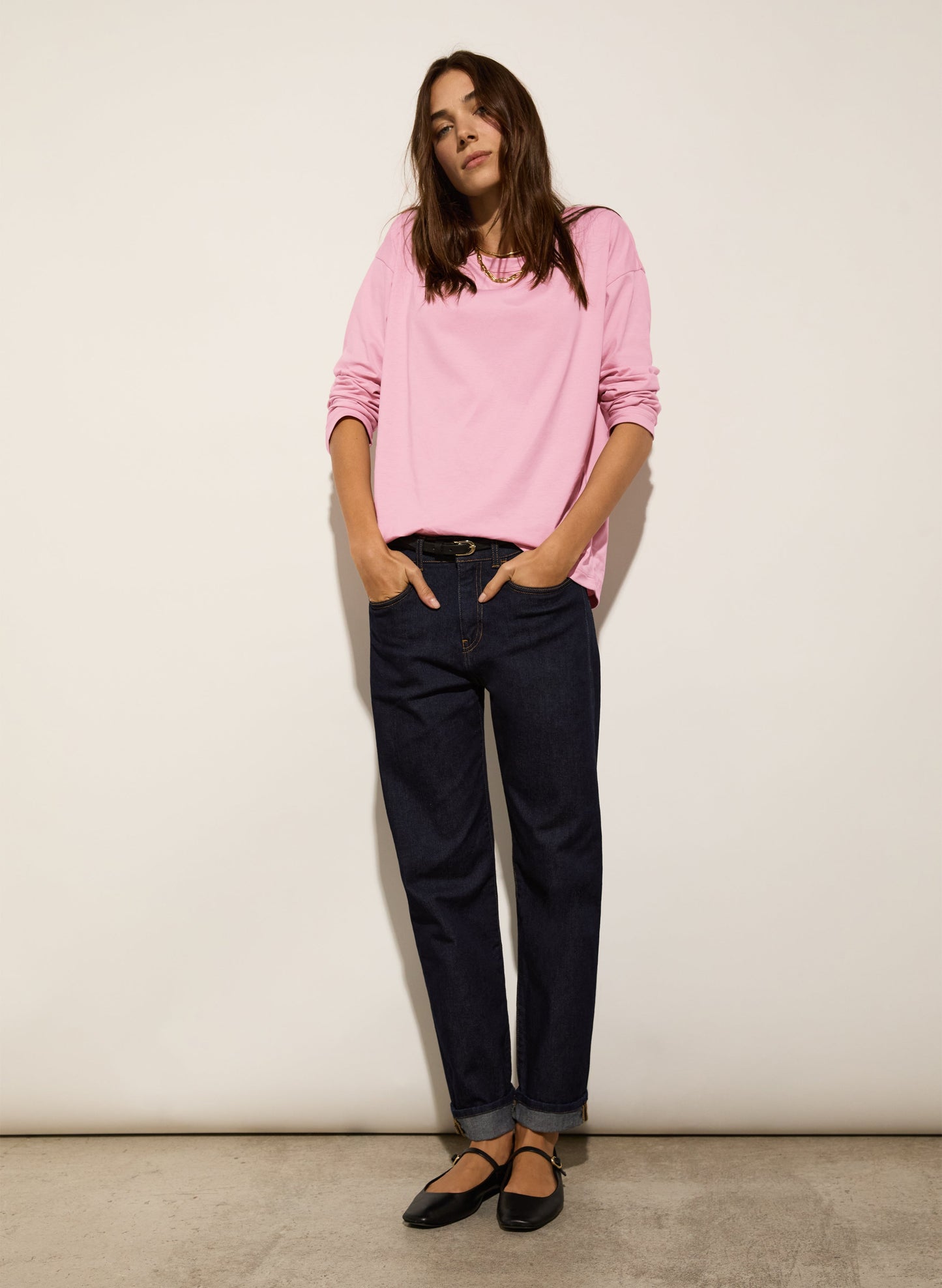 Petite Eda Organic Cotton Stretch Boyfriend Jeans / Dark Denim