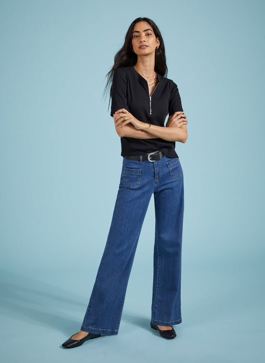 Lou Organic Cotton Stretch Jeans - Petite Washed Indigo