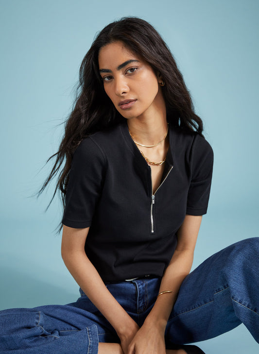Baukjen Essentials Organic Cotton Zip Top Caviar Black