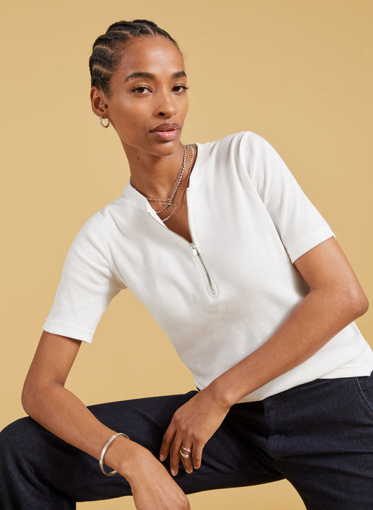 Baukjen Essentials Organic Cotton Zip Top / Pure White