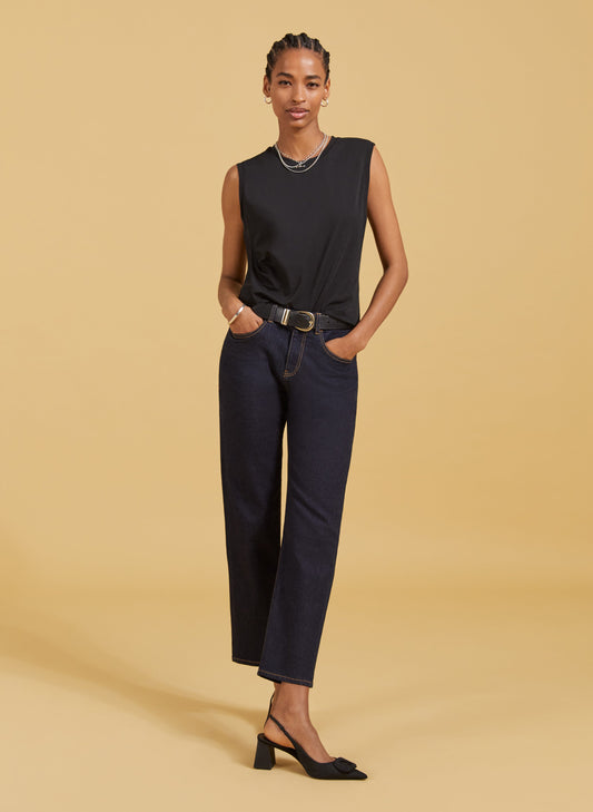 Amber Organic Cotton Top Caviar Black