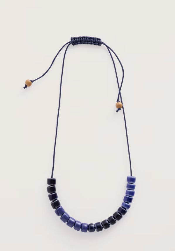 Braya Ceramic Bead Necklace - French Blue Mix
