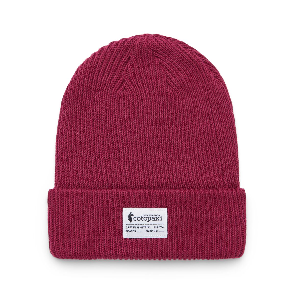 Mulberry cable knitted beanie hat by Cotopaxi.