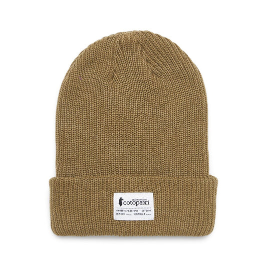 Soft barley cable knit beanie hat from Cotopaxi.