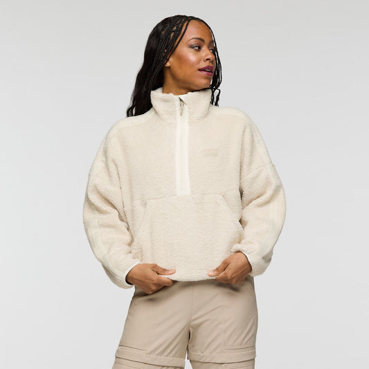 Cream half zip recycled fleece by Cotopaxi.