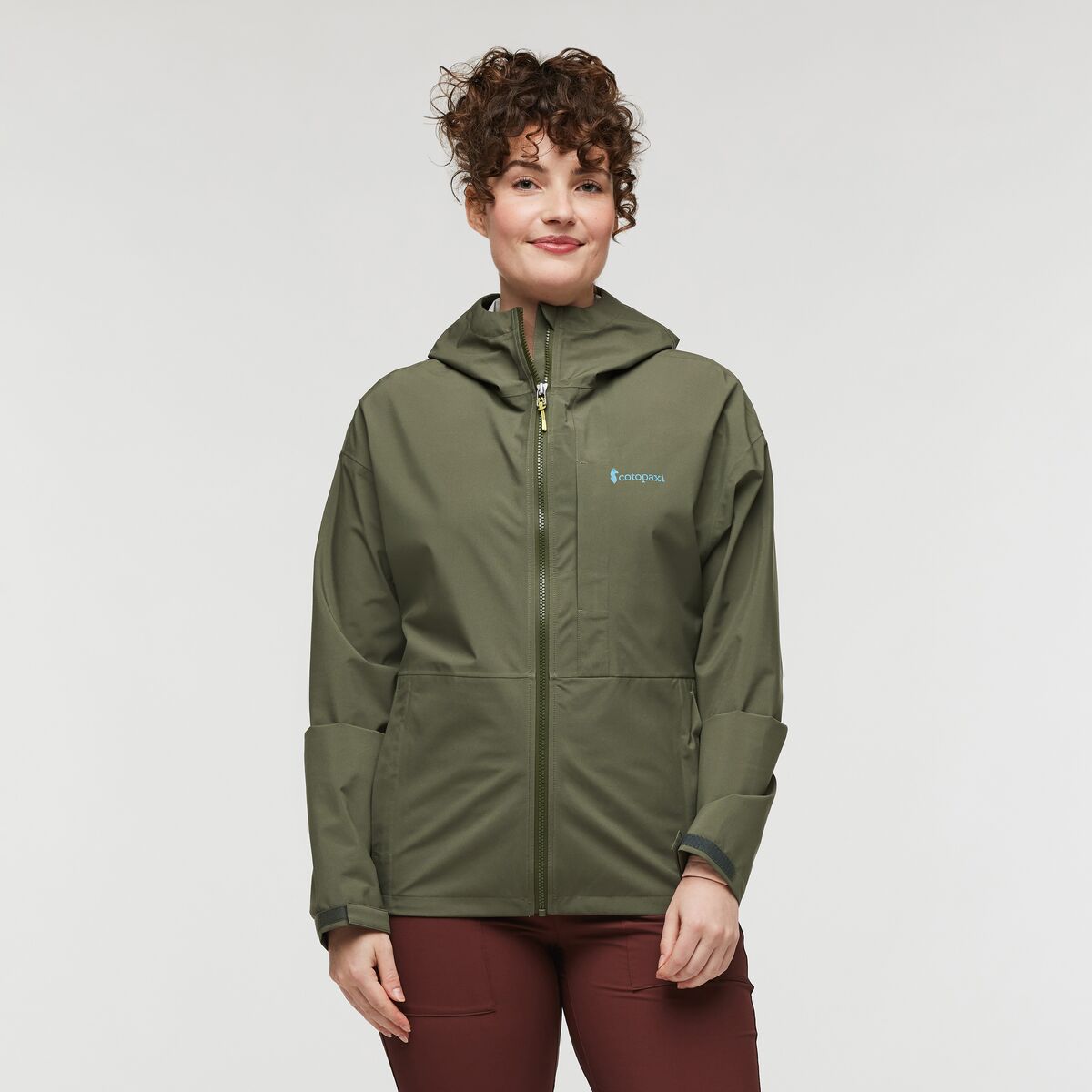 Khaki rain jacket by Cotopaxi.