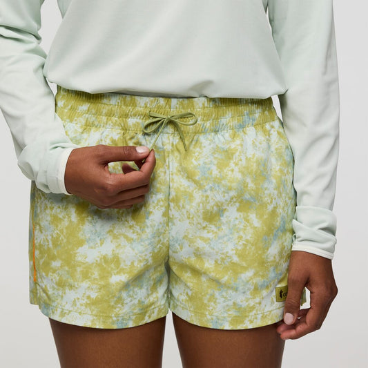Pale blue and lime green patterned shorts by Cotopaxi.