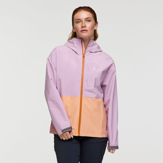 Lilac and apricot raincoat by Cotopaxi.