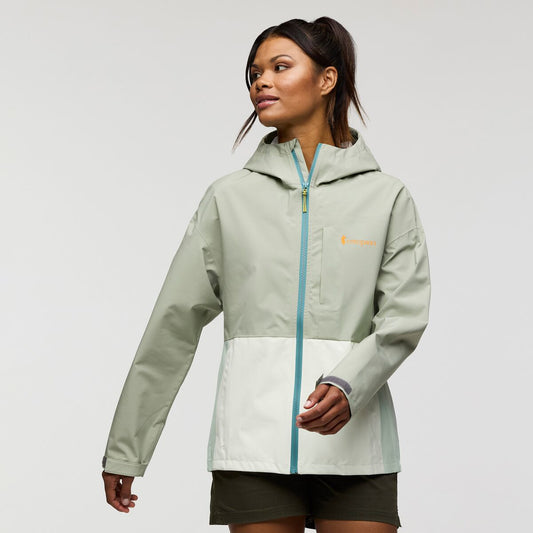 Soft sage green raincoat from Cotopaxi.