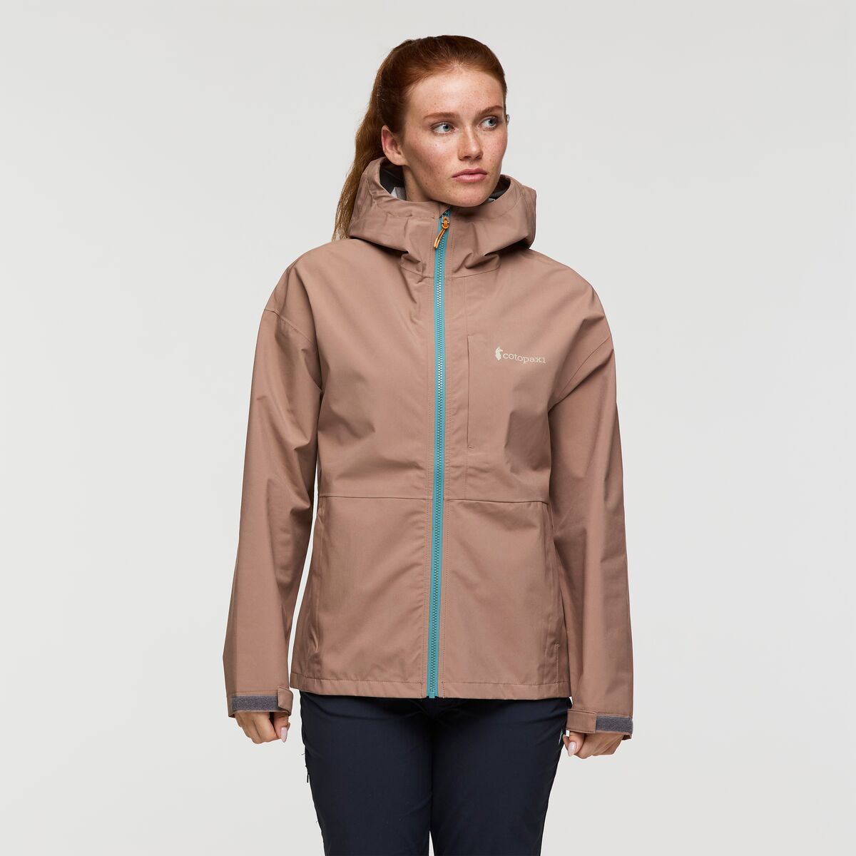 Soft taupe rain jacket from Cotopaxi.