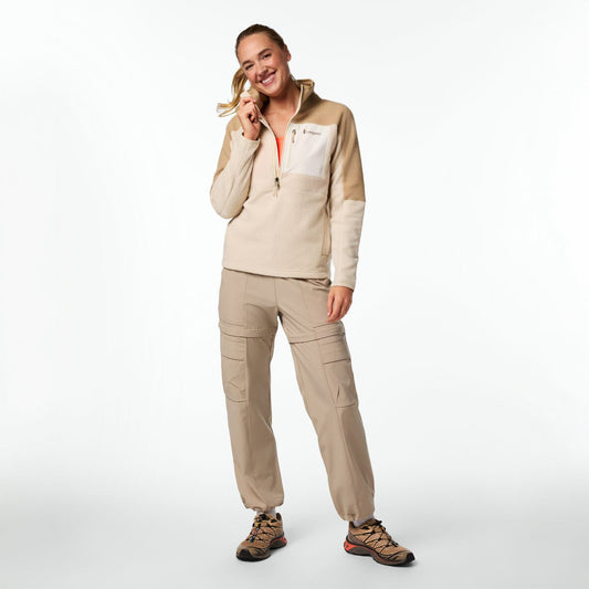 Abrazo Half-Zip Fleece Jacket - Khaki and Cream