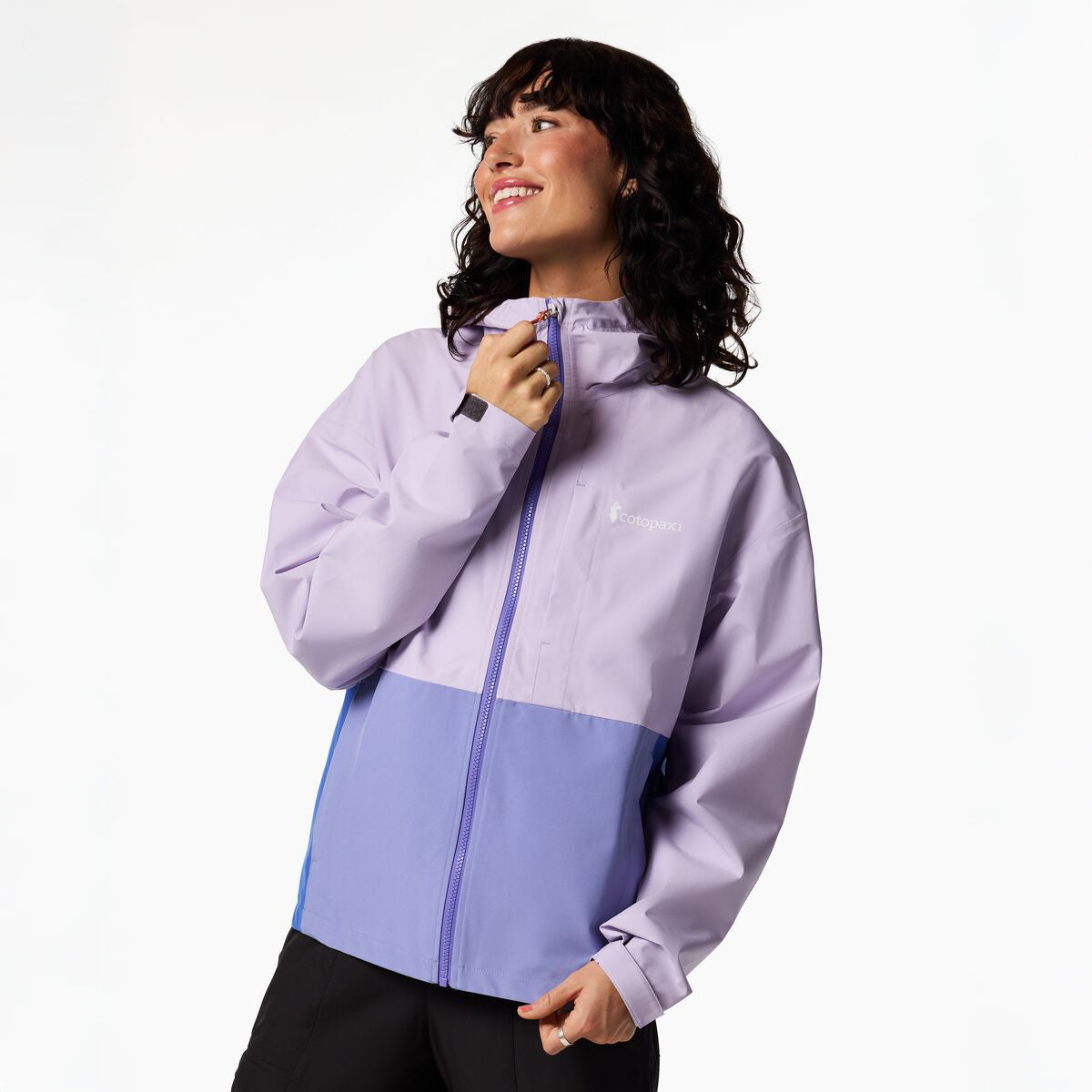 Lilac and mauve two tone hooded raincoat by Cotopaxi.