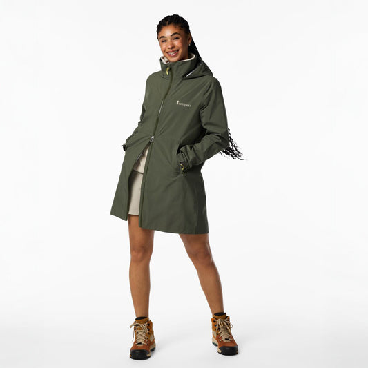Deep khaki trench raincoat by Cotopaxi.