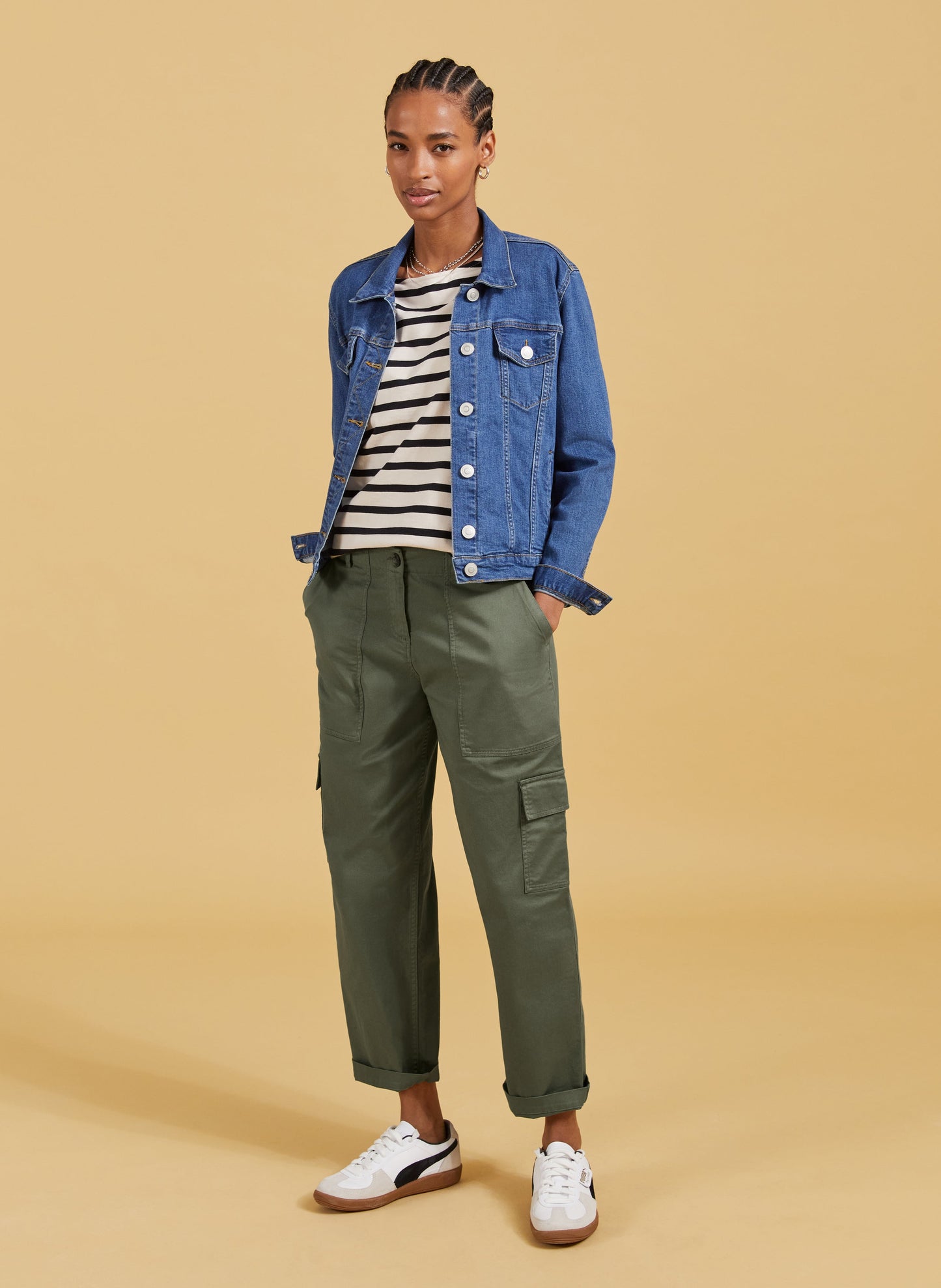 Edith Organic Cotton Cargos Light Khaki