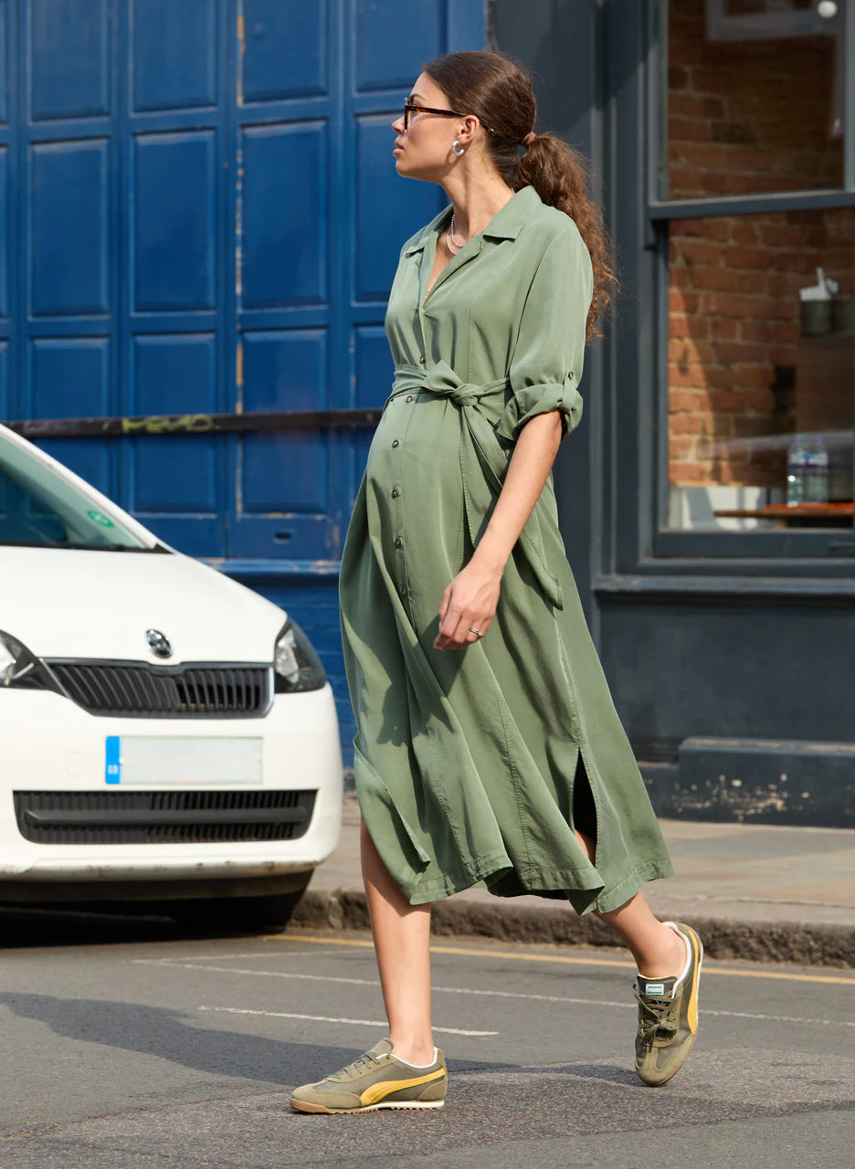Kelsy Maternity Dress - Light Khaki