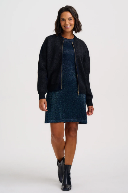 Talara Sparkly Knitted T-Shirt Dress - Teal