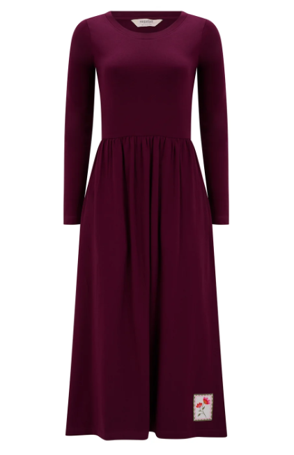 Abella Jersey Midi Dress - Wine Flower
