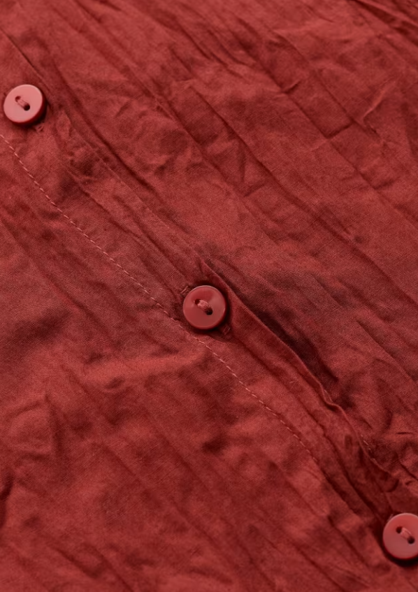 Larissa Plain Shirt in Crinkled Organic Cotton - Dark Terracotta