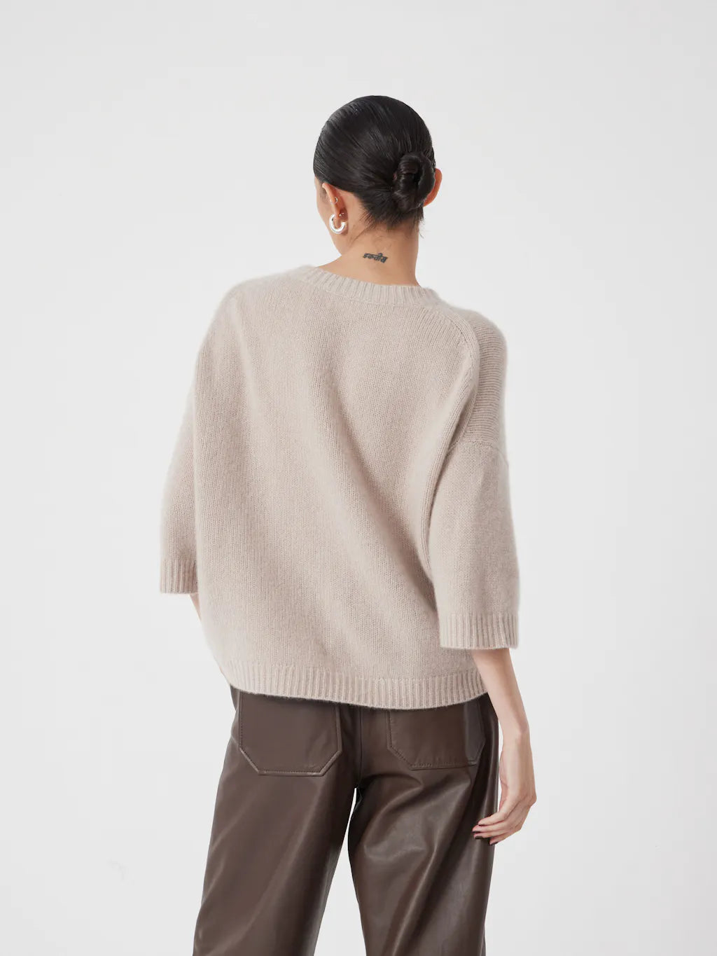 Cherrie Chunky Cashmere Tee - Almond