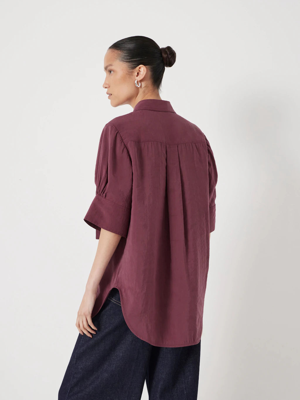 Laila Short Sleeve Shirt - Burgundy Purple