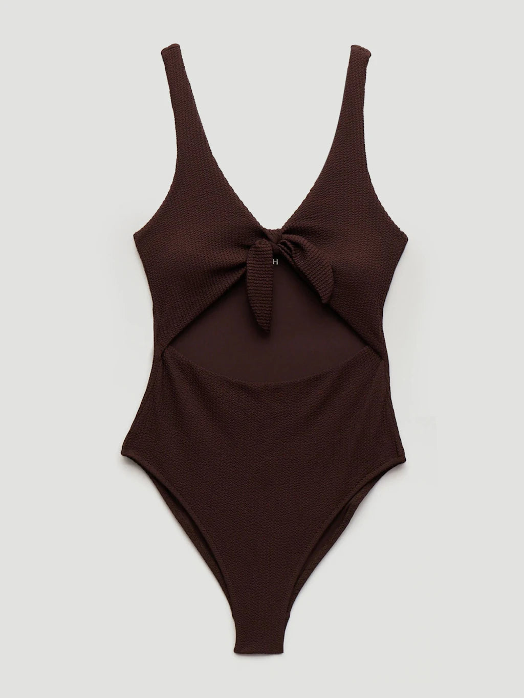 Maren Crinkle Tie Front Swimsuit - Dark Brown