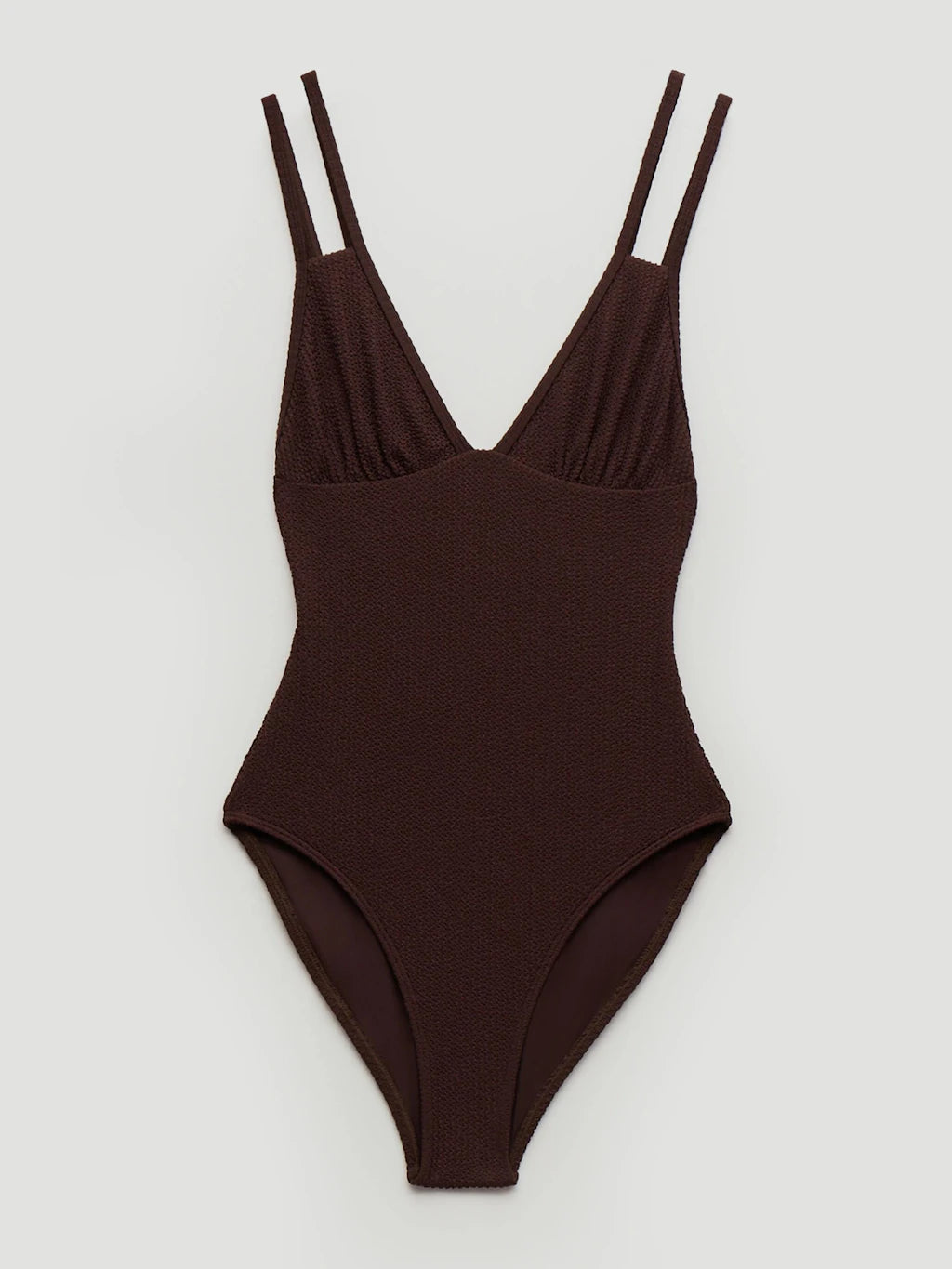 Dina Crinkle Double Strap Swimsuit - Dark Brown