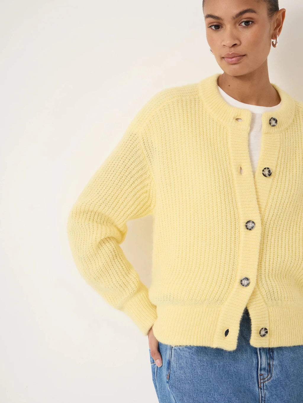 Raven Wool Blend Cardigan - Butter Yellow