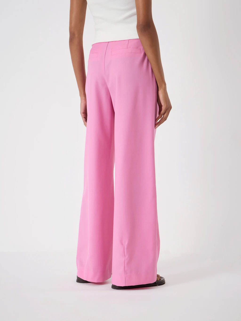 Lya Wool Blend Wide Leg Trousers - Pink