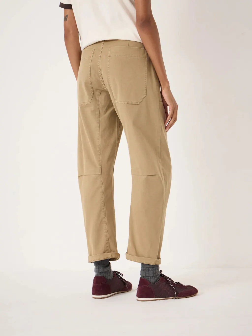Cordi Barrel Leg Cotton Trousers - Stone Brown