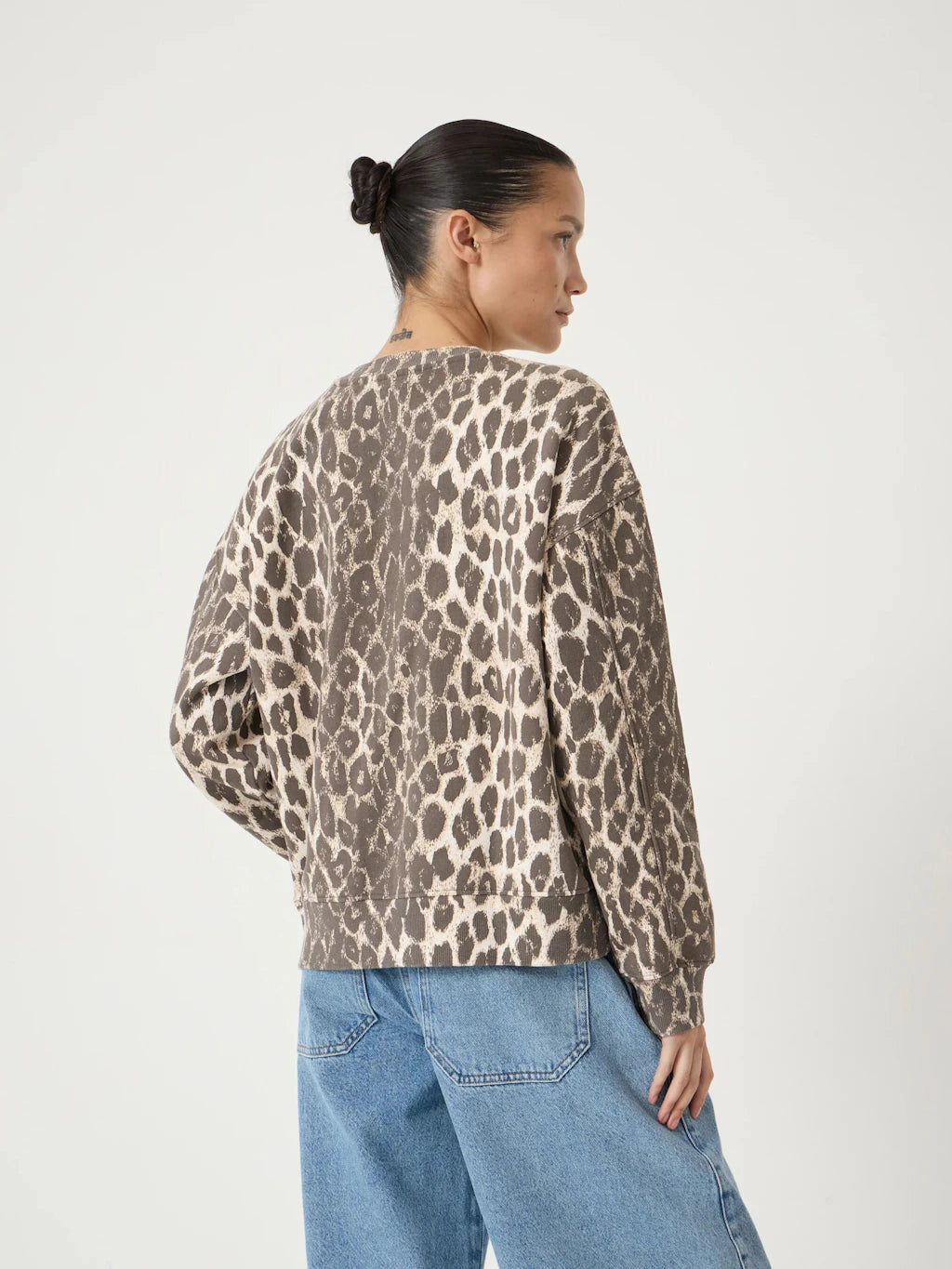 Astra Leopard Print Cotton Sweatshirt - Neutral Leopard Print
