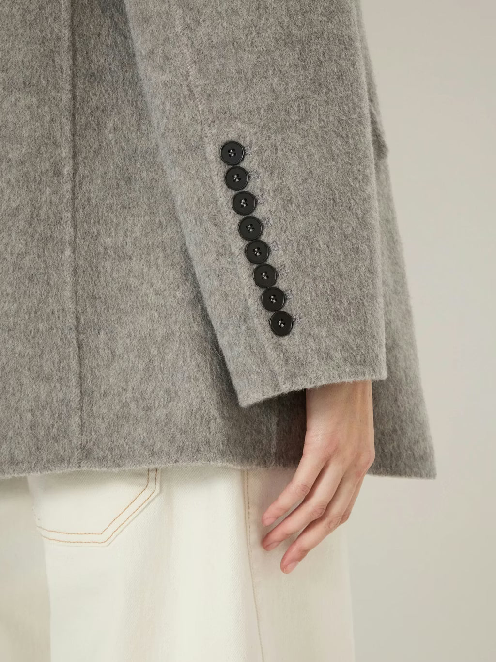 Simeron Pure Wool Double Faced Blazer - Light Grey Marl