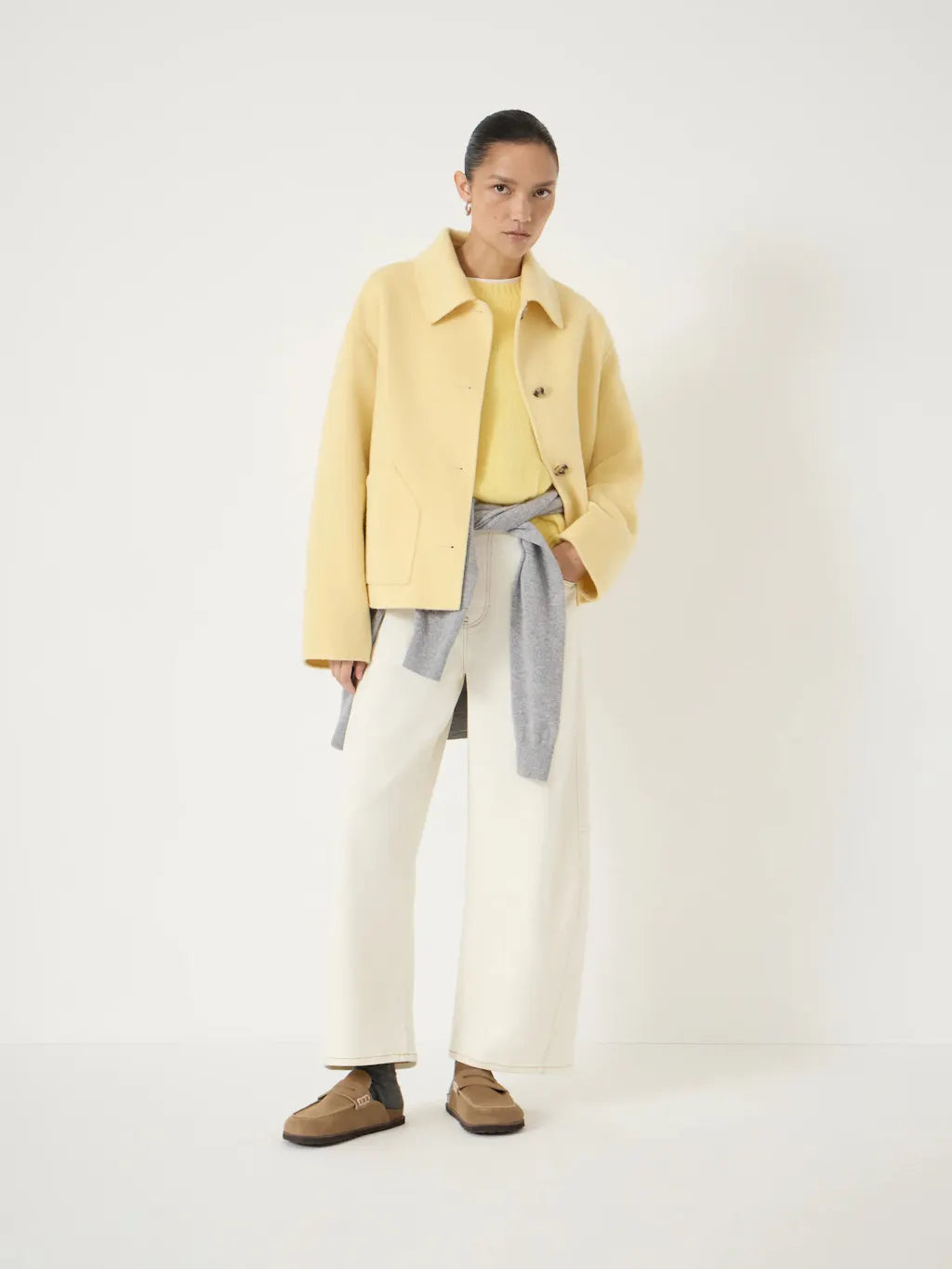 Pure Wool Double Faced Jacket - Butter Yellow