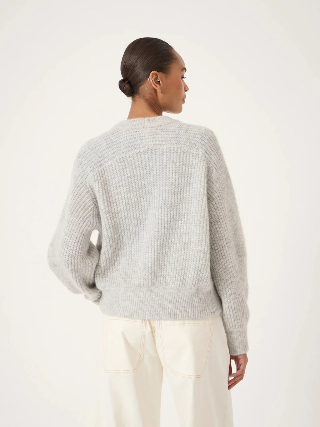 Raven Wool Blend Cardigan - Light Grey Marl