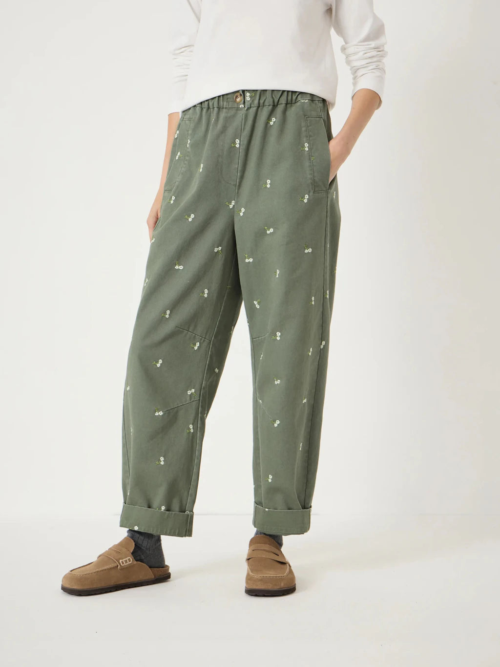 Jack Barrell Leg Embroidered Trousers - Teal Green