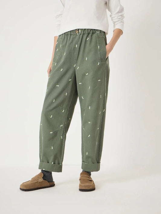 Jack Barrell Leg Embroidered Trousers - Teal Green