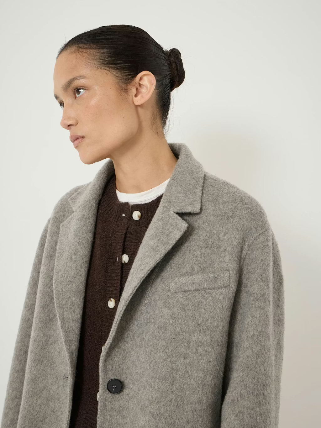 Simeron Pure Wool Double Faced Blazer - Light Grey Marl