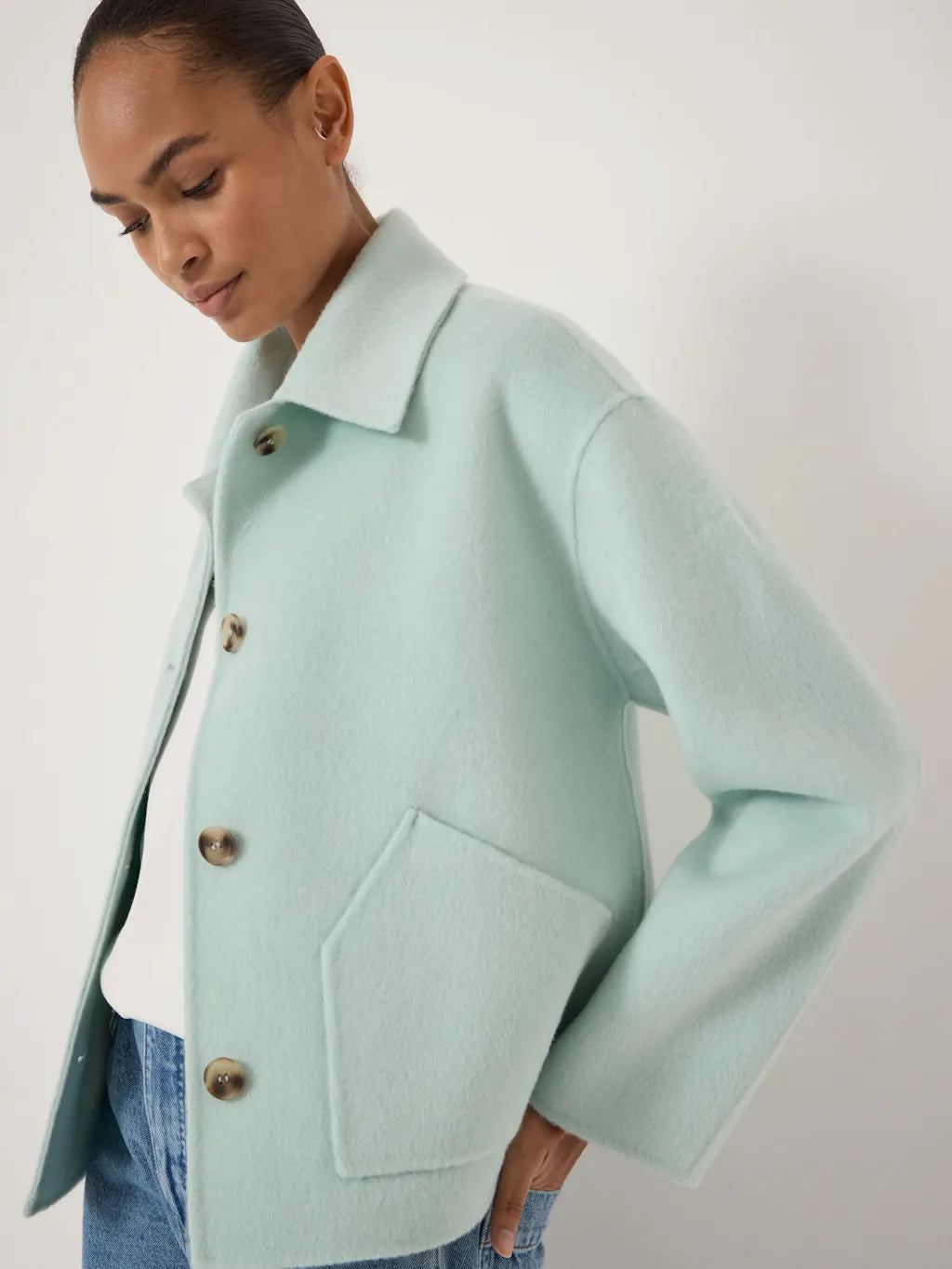 Pure Wool Double Faced Jacket - Light Teal Green