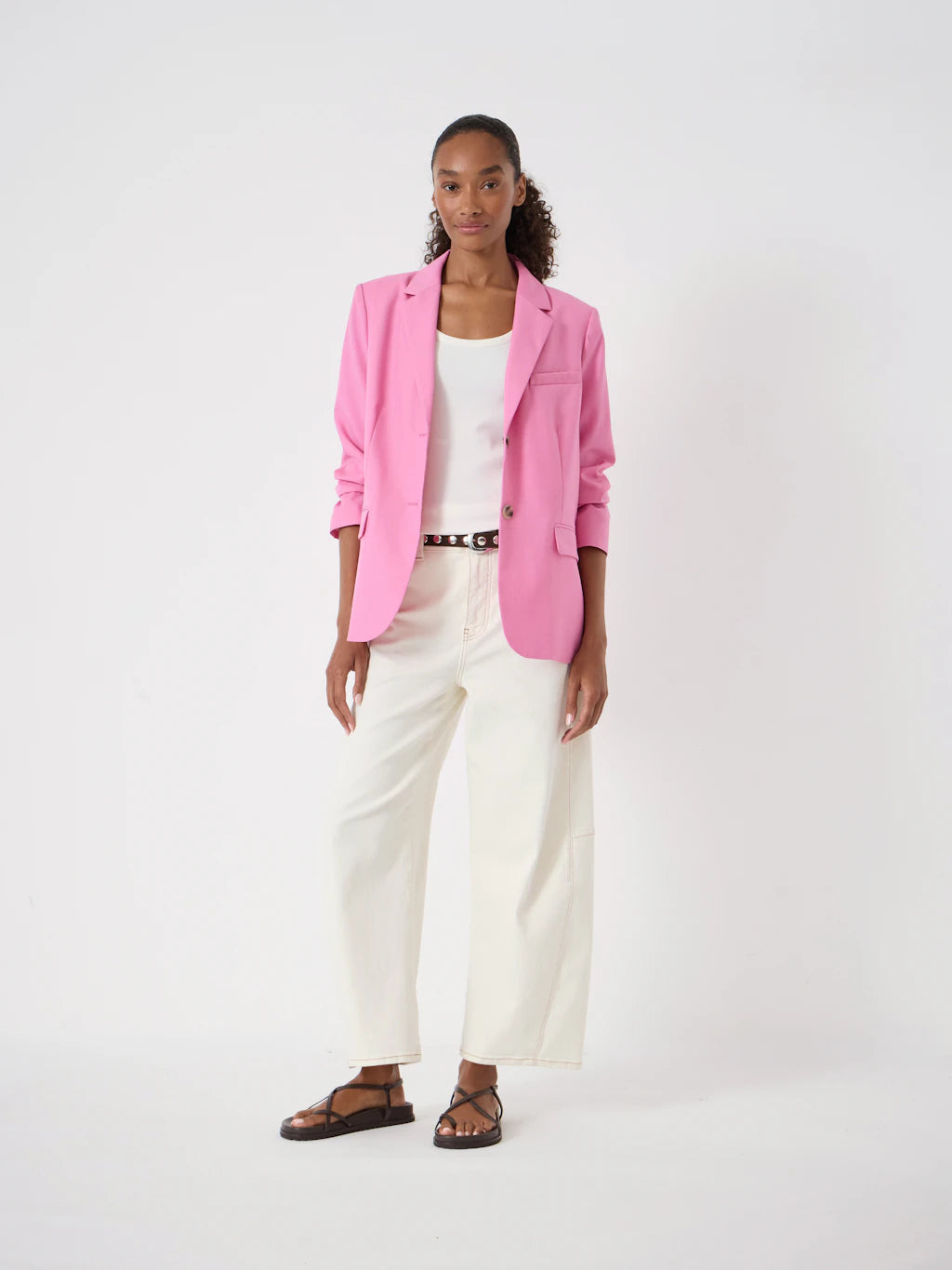 Bel Relaxed Wool Blend Lined Blazer - Pink
