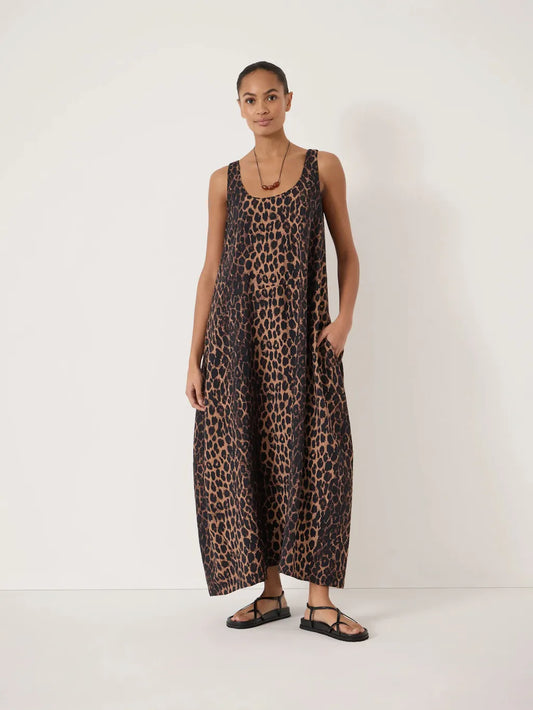 Dark leopard print maxi dress.