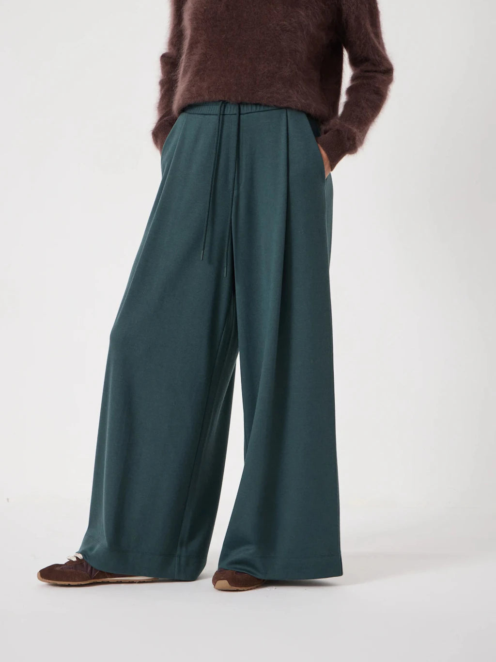 Taylor Wide Leg Trousers - Teal Green