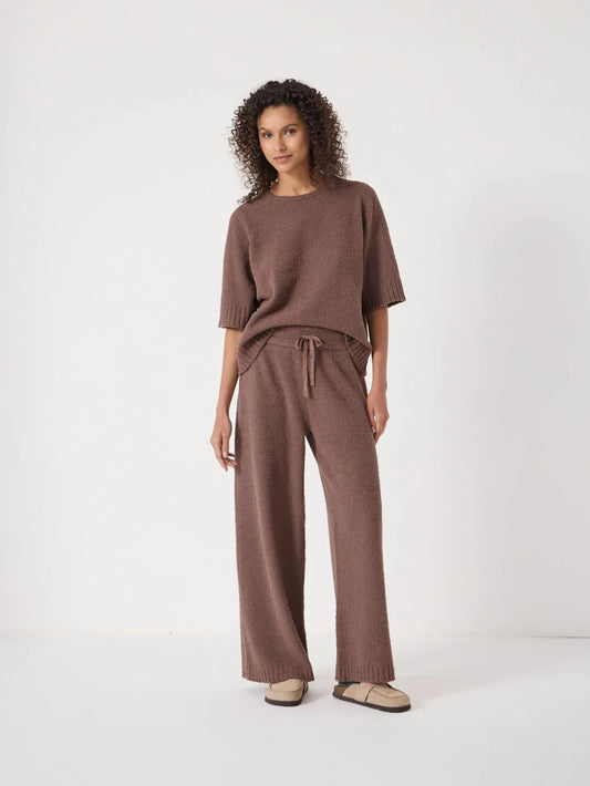 Soft brown boucle loungewear trousers. 