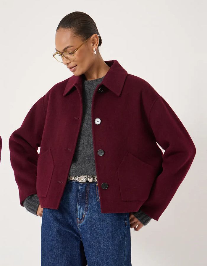 Pure Wool Double Faced Jacket - Deep Wine