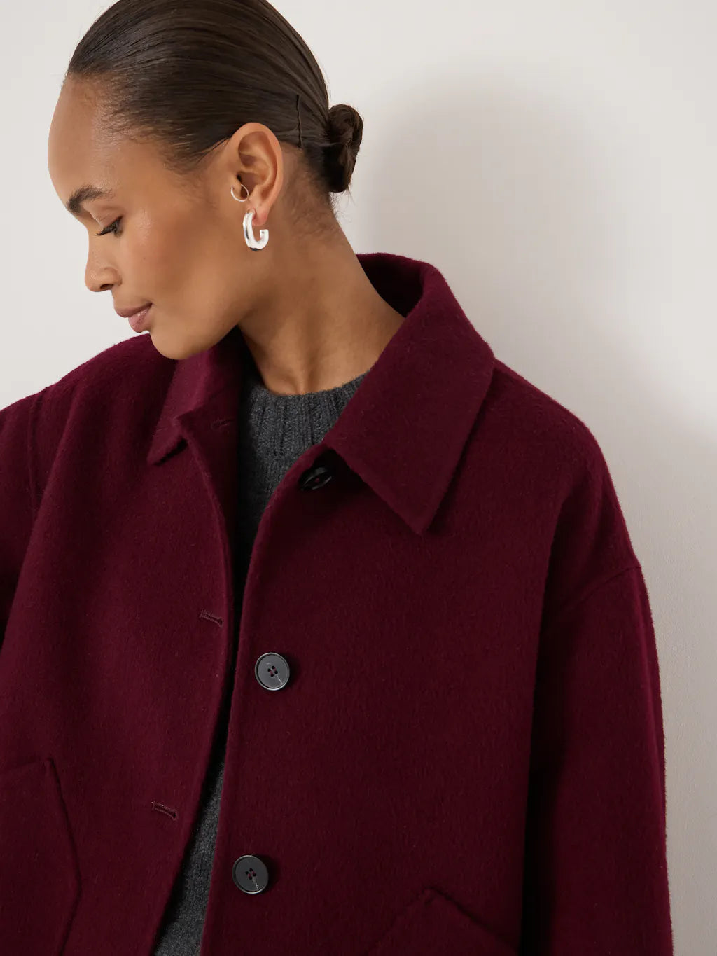 Pure Wool Double Faced Jacket - Deep Wine